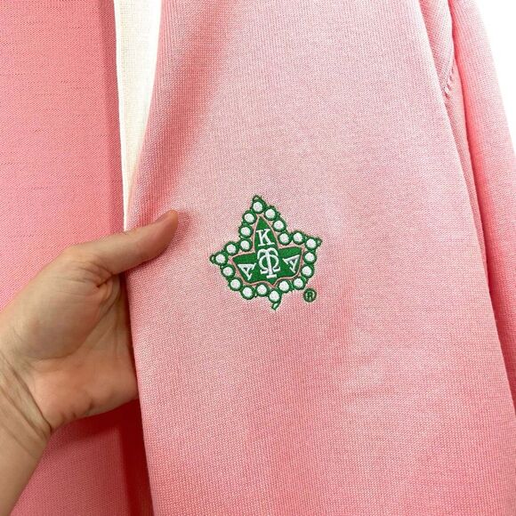 Ivy Storehouse AKA Alpha Kappa Alpha open front logo cardigan Size XXXXL pink wh - Picture 3 of 7